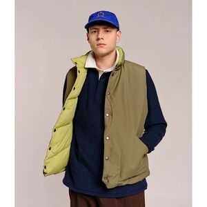 Pop Trading Company Men's XL Reversible Quilted Puffer Vest Green - New